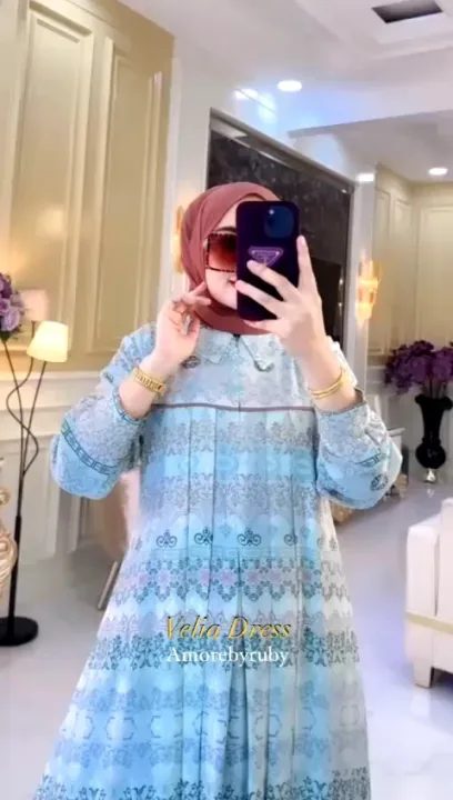 Beenabasic Dress Cantik Amorebyruby Edisi Velia Model Kasual Dengan Motif Mewah Kekinian
