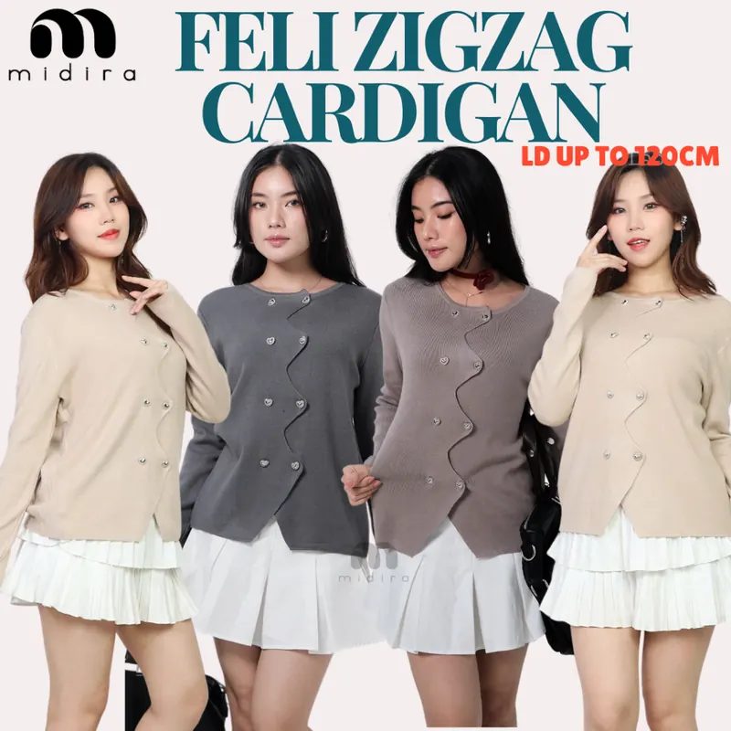 Midira Feli Zigzag Cardigan Import Knit Lengan Panjang