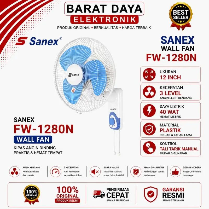 Sanex Kipas Dinding/Tembok Wall Fan [12 Inch]