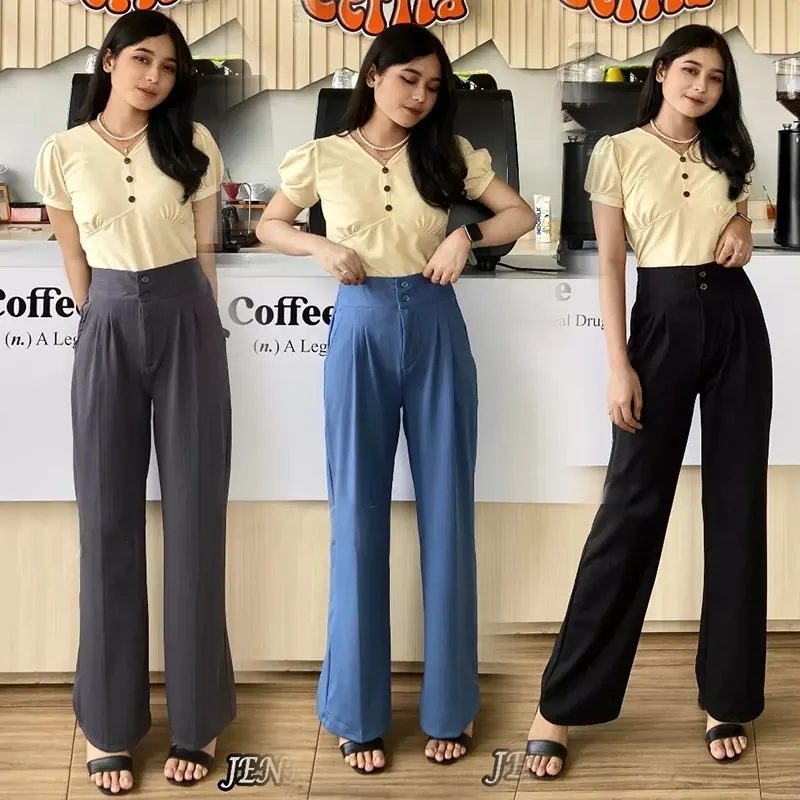 Celana Kulot Highwaist Daily Wanita JENNIE PANTS KNIT PREMIUM Cullote Panjang Kekinian