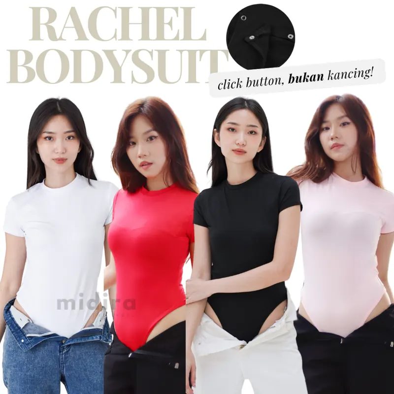 Rachel Bodysuit dengan Kancing Klik Bodyfit Bodycon Fit Body