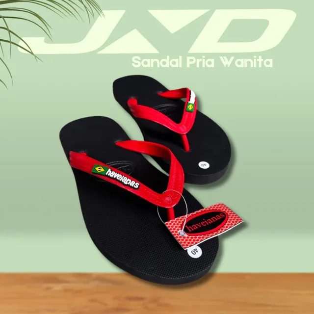 Sandal Japit Havaieanas Hitam Warna Pria Wanita Anti Slip