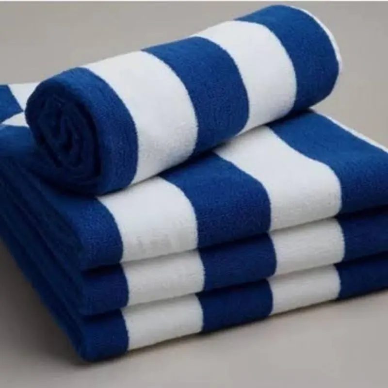 Handuk Pantai Premium 90x170cm benang 850 gr combed cotton salur biru