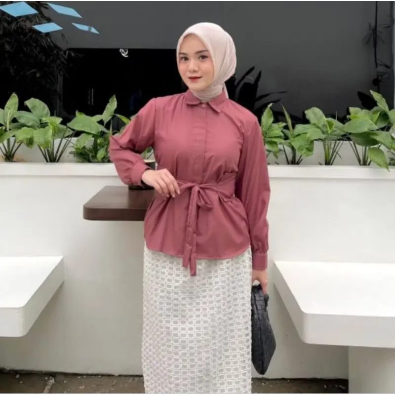 MEYLA Blouse Wanita Casual Korea Import Look – Baju Atasan Kerja Kantor atau Daily Outfit
