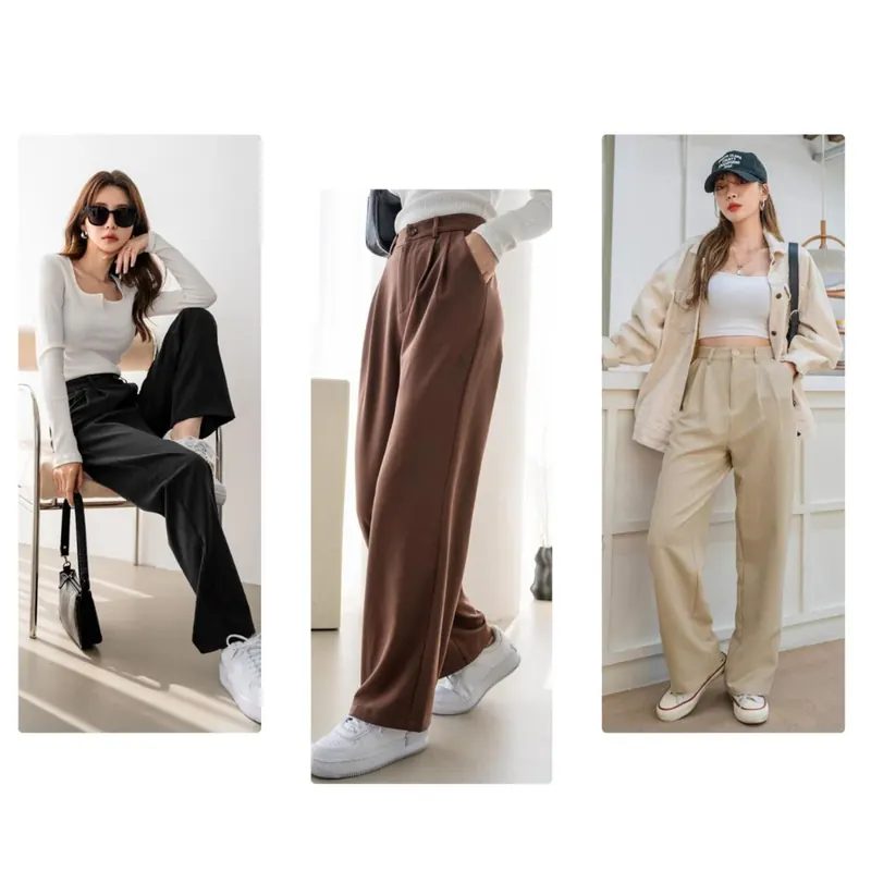 Celana Kulot Kantor UNIQLO Loose Pants Highwaist Wanita Katun Rayon Premium HAK