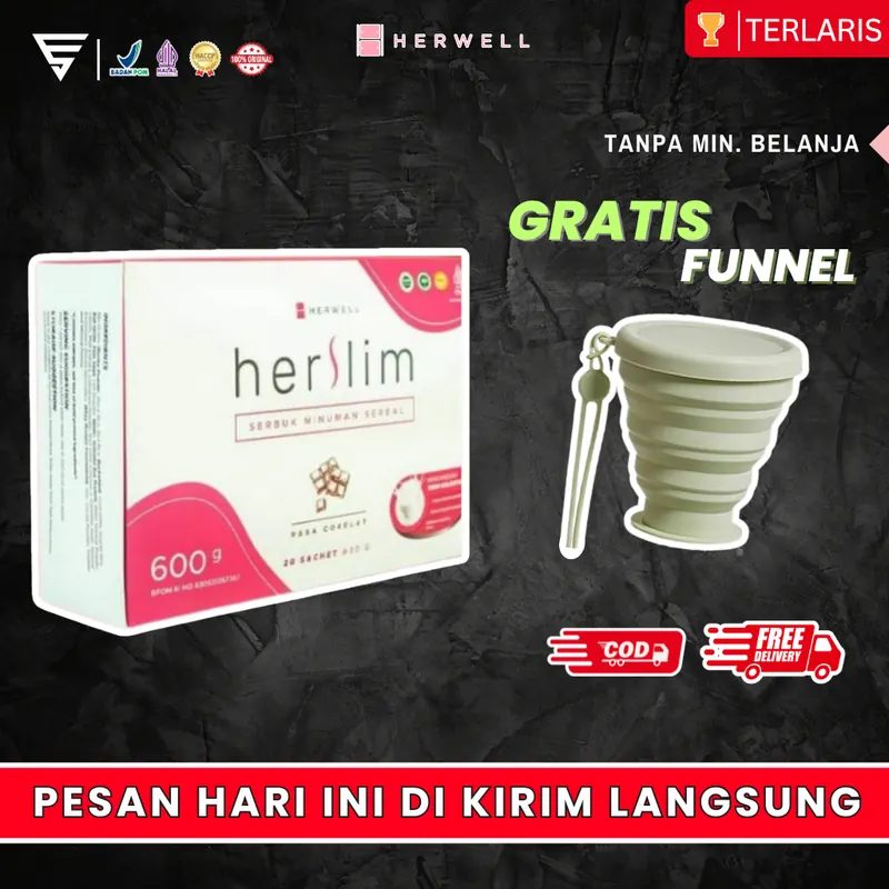 Herwell Herslim Minuman Sereal Coklat Meal Replacement Rendah Kalori (20 sachet)