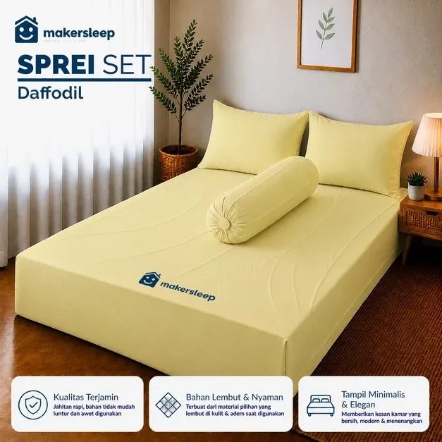 Sprei Set Polos No 2 Queen 160x200x20 Double Karet Anti Geser - Makersleep