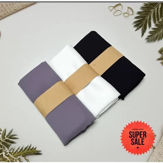 LAYA - Hijab Paris Premium Segi Empat Voal Lasercut Monochrome Series Hitam Putih Abu