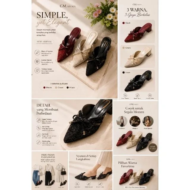 GM.SHOES sepatu/sandal wanita simpel yet elegan bagus heels