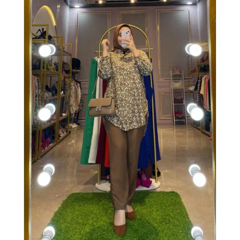 One set Wanita Hijab Motif Kekinian Setelan Zafira Set Cewek