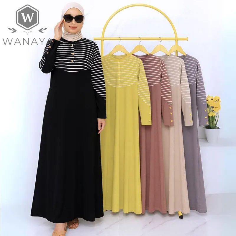 Gamis Knit Import Premium Motif Lengan Panjang Nyaman Kancing Depan dan Ramah Busui
