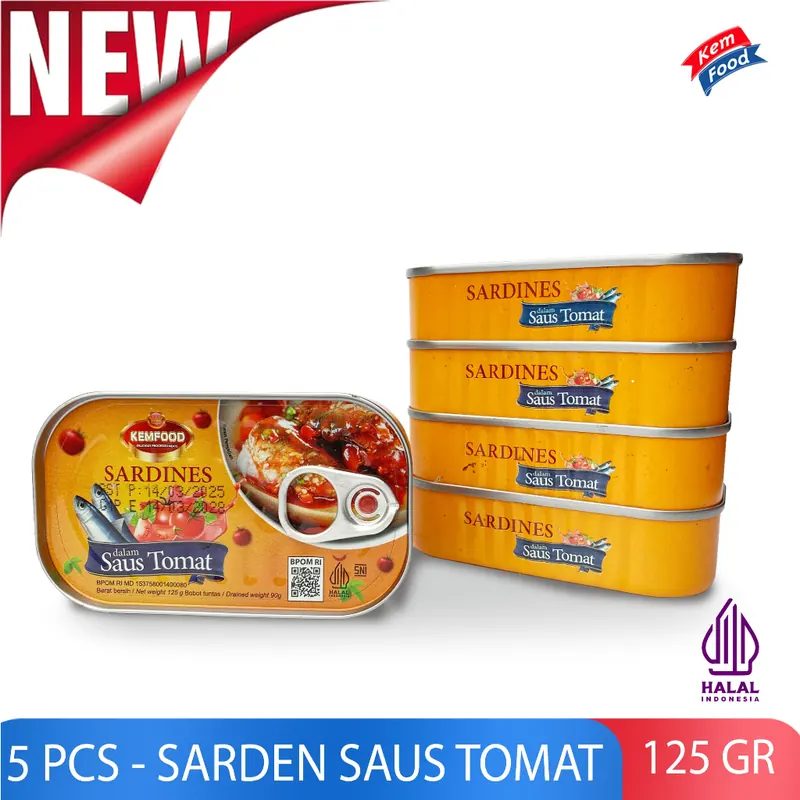 PAKET 5 PCS SARDEN SAUS TOMAT - Kemfood - 125 gr