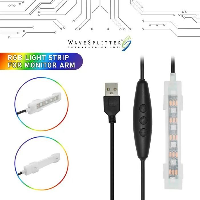 LED Bracket Graming Wavesplitter RGB Light Strip Untuk Monitor Arm WST