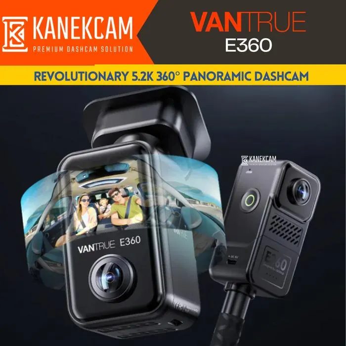 Dashcam Vantrue E360 E360ACE Kamera Mobil Panoramic 5.2K