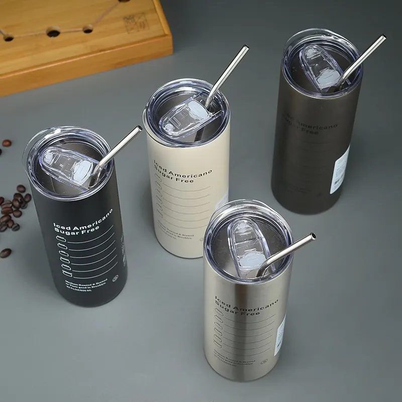 Tumbler Minum Stainless Aesthetic Korea Coffee Tumblr Sedotan 600 ml