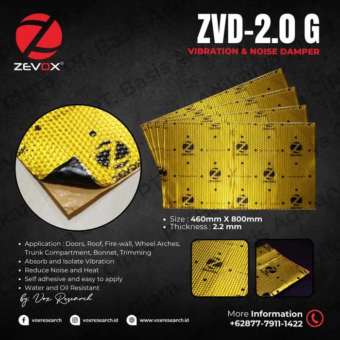 Peredam Mobil Gold ZEVOX ZVD-2.0 G - VIBRATION & NOISE DAMPER for Car Audio