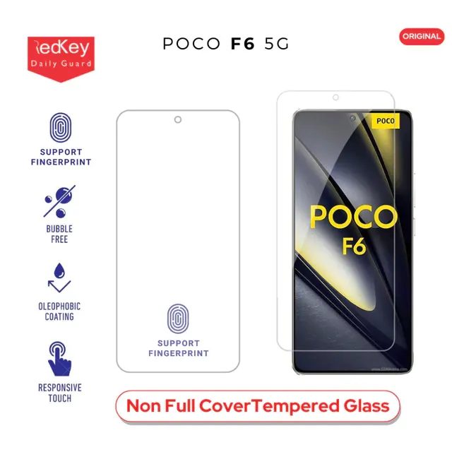Redkey Tempered Glass Xiaomi Poco F6 5G - Premium Anti Gores Pelindung Layar Non Full