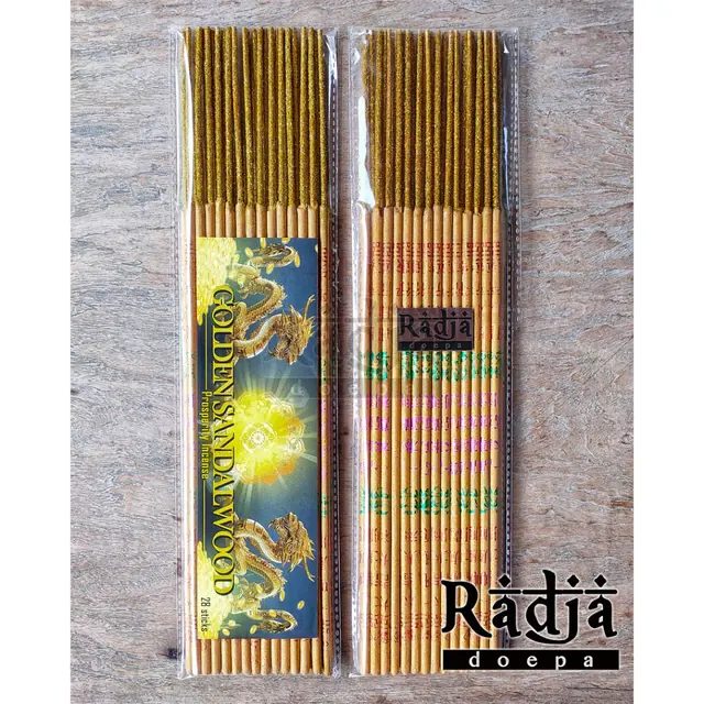 Dupa Hio Ritual GOLDEN SANDALWOOD 36 Batang Cendana Abu Emas Tulis Wangi Harum