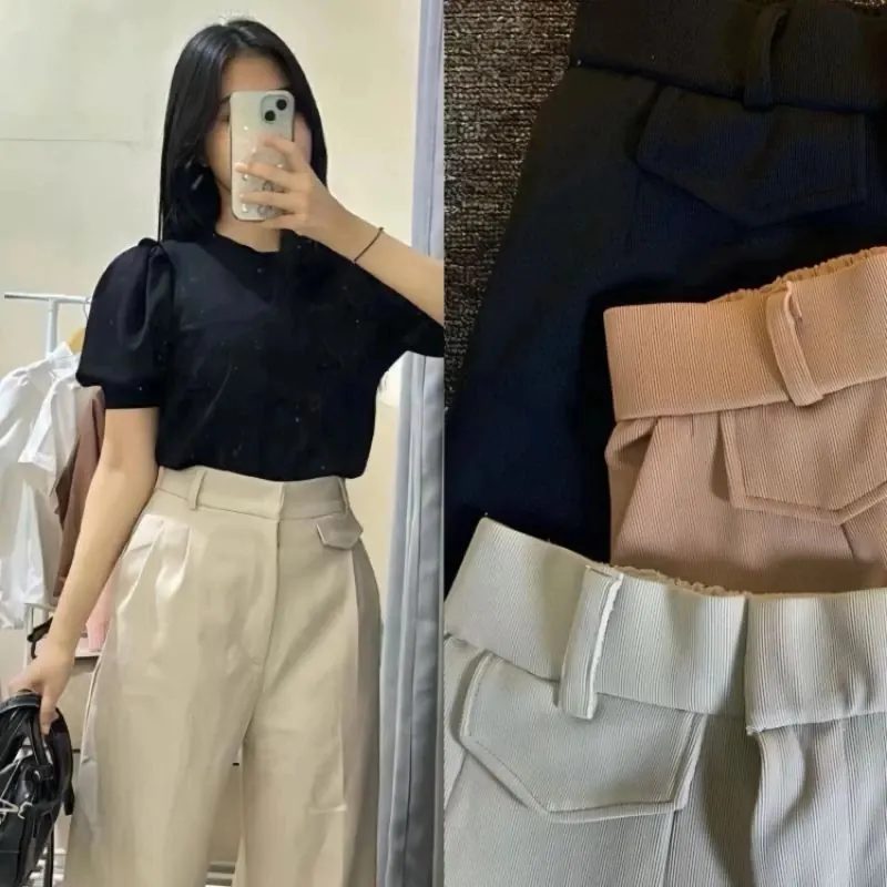 Celana Kulot Daily ORO Pants RIB Knit Premium HAK 2 Wanita Highwaist Anti Kusut 4489