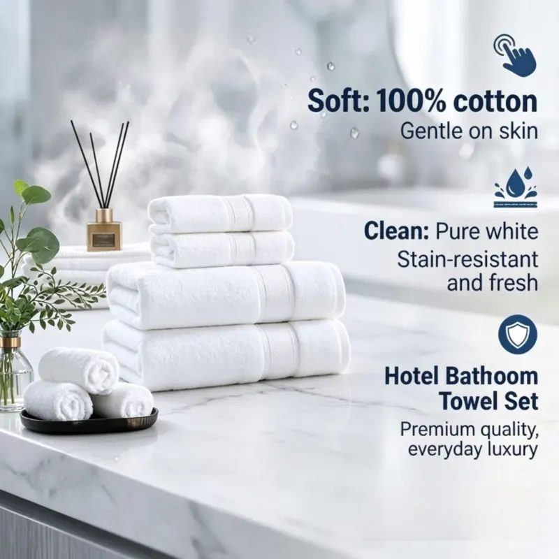 Handuk putih hotel exclusive 70x140cm sangat menyerap dan tebal SM