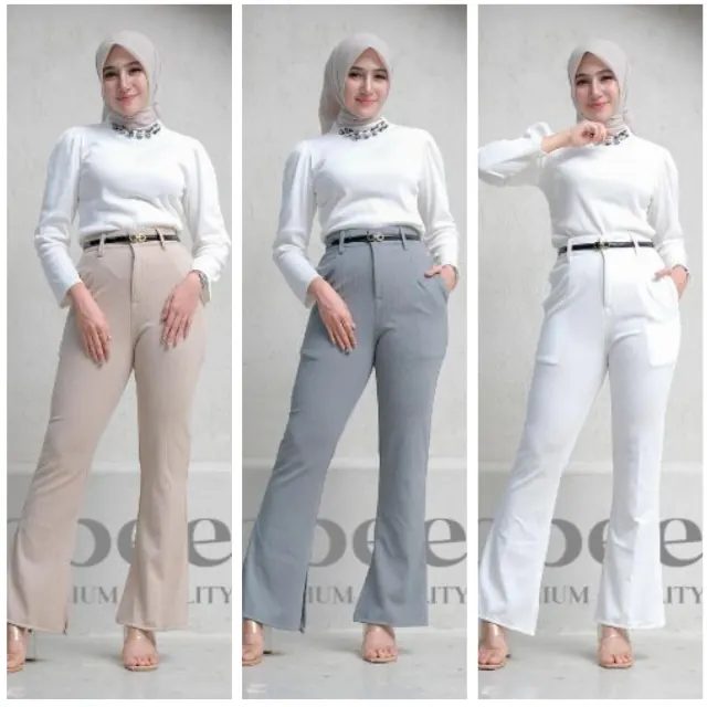 Daily Celana Jennie Cutbray Knit Premium Wanita Highwaist Anti Kusut 4415