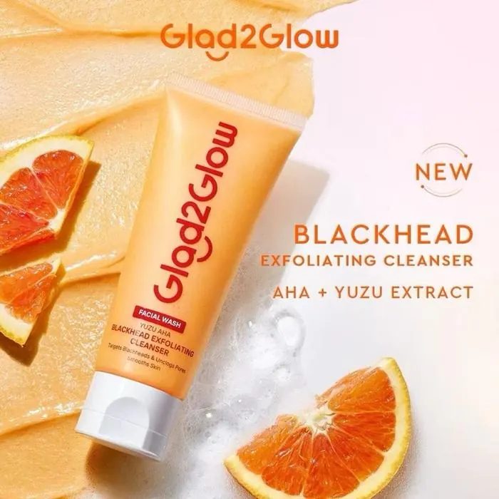 Glad2Glow Facial Wash YUZU AHA Blackhead Exfoliating Cleanser 70gr