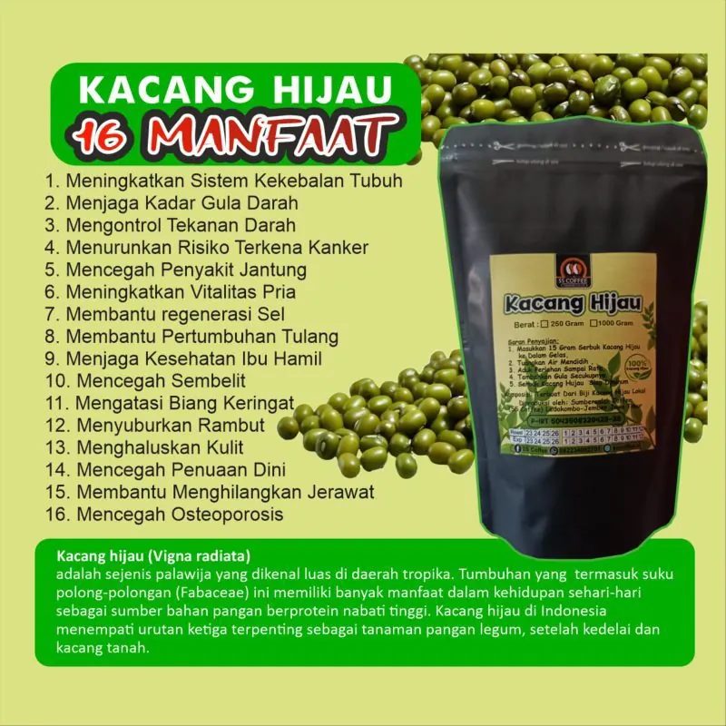 Bubuk Serbuk Kacang Hijau Obat Maag dan Asam Lambung 1.000 Gram SS Coffee