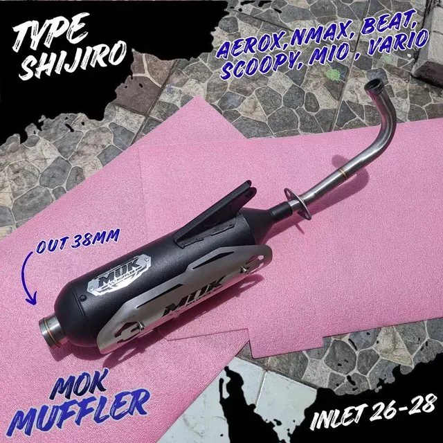Knalpot Standar Racing Shijiro Gratis Cover Stainlees Leher 26-28 Out 38 Aerox Nmax Vario