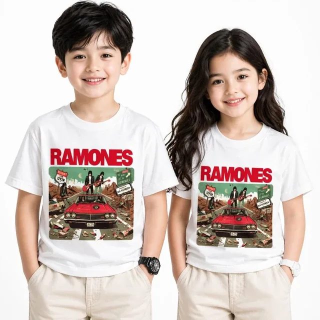 Baju Kaos Anak Ramones White ART 106 Bahan Cotton Combed Adem Cocok Untuk l Unisex S-XXXL