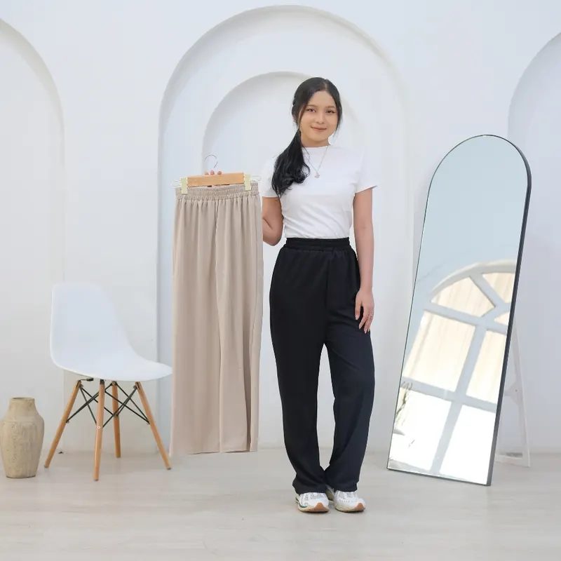 Diobee - Daily Celana Kulot Full Karet Jennie Highwaist Tanpa Saku Wanita Ternyaman 2025