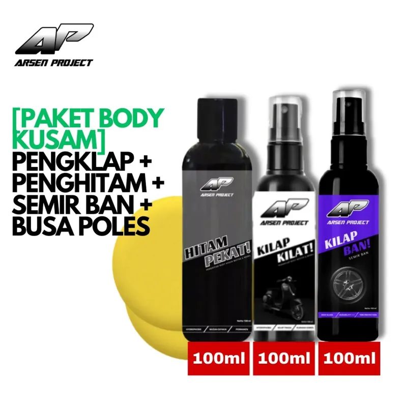 Ap Pengkilap Penghitam Body Mobil Dan Motor Semir Ban Paket Bundling 1