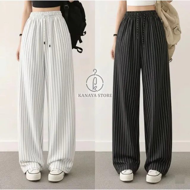 KANAYA - Everyday Pant - Celana Kulot Strip - Wanita Motif Garis-Garis