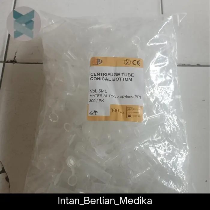Centrifuge Tube vol. 5 ml PP (Polipropilen) isi 300 pcs satu kali pakai GP