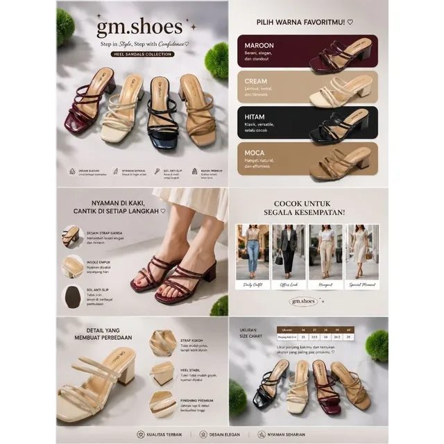 GMSTR Sandal Wanita Heels Kekinian Model Tali Melintang Cocok Untuk Acara Formal Maupun