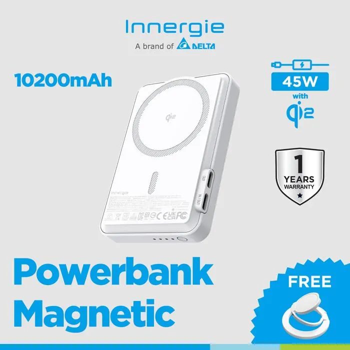 Innergie Powerbank Magnetic 45W 10200mAh Qi2 Battery Pack untuk Laptop Smartphone Fee