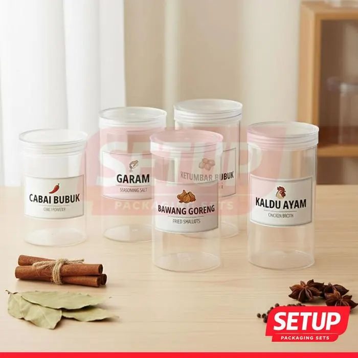 Toples Silinder Pantry Premium 200-1300ml + Label Dapur
