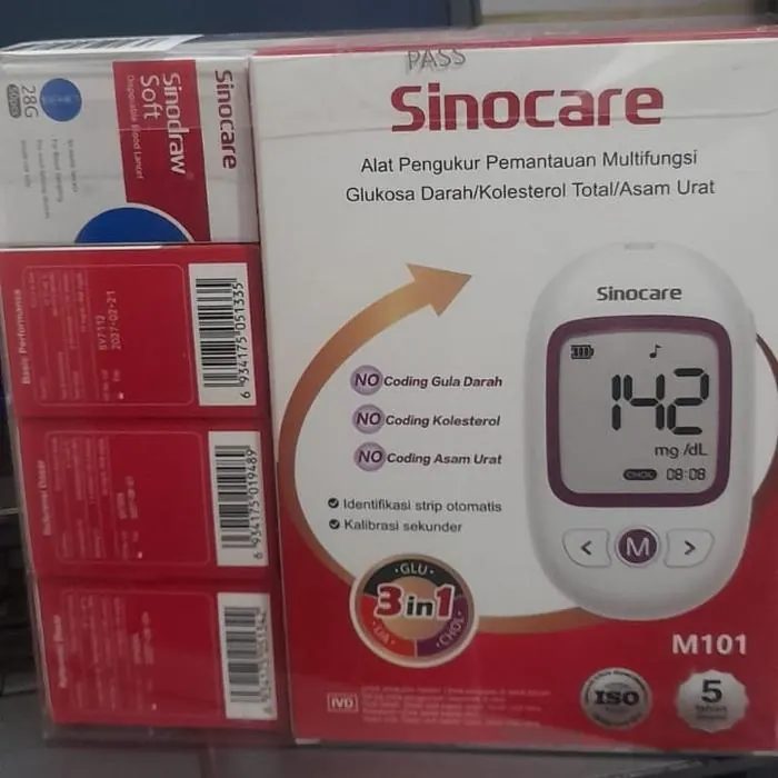 sinocare - alat cek gula darah 3 in 1 cholestrol, asam urat)