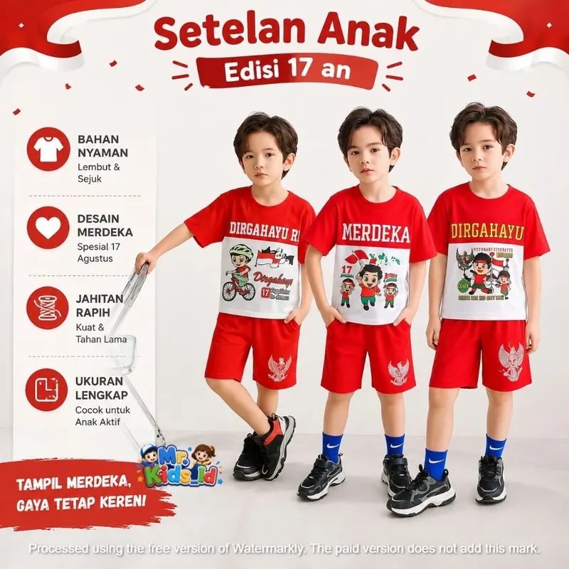 Setelan Anak Merah Putih Kemerdekaan 6 Bulan-6 Tahun