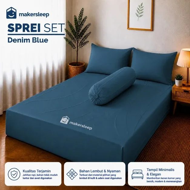 Sprei Set Polos No 1 King 180x200x20 Double Karet Anti Geser - Makersleep