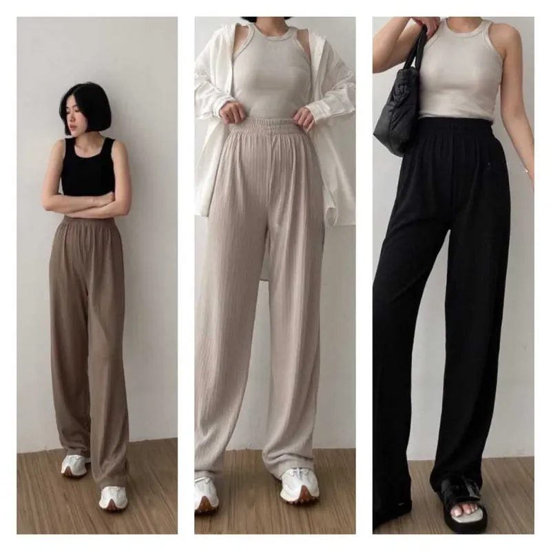 Diobee - Daily Celana Kulot Zaura Pants Knitt Full Karet Premium Trendy