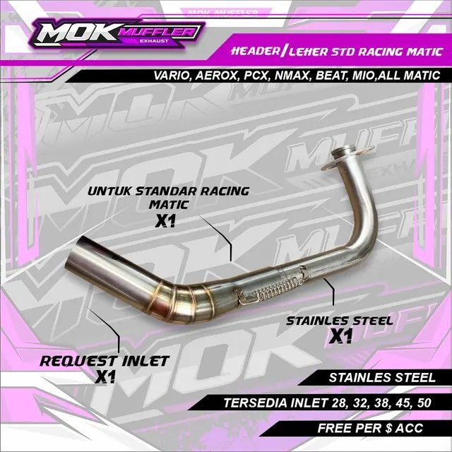 Header / Leher Knalpot Kolong Bawah Untuk Aerox Nmax Vario Pcx Beat Mio All Matic