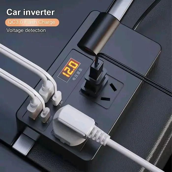 Car Power Inverter Mobil DC12/24V to AC220V 200W 4 USB Port