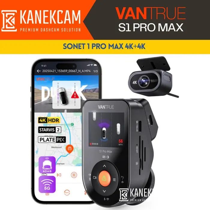 Dashcam 4K Vantrue Sonet 1Pro Max Kamera CCTV Mobil 2 Camera Sony Starvis Platepix