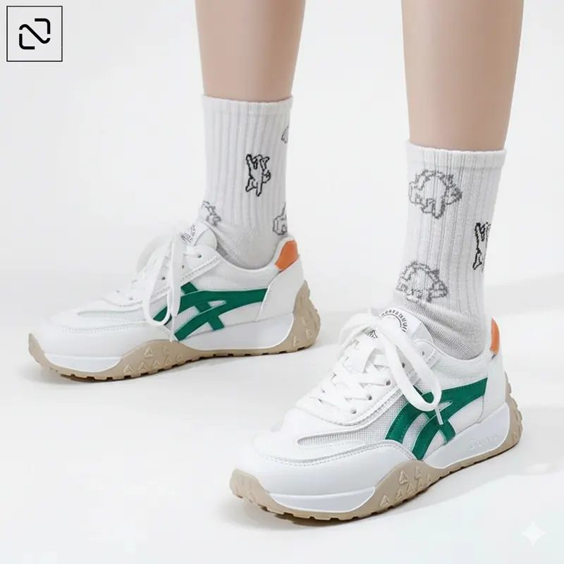 Sepatu Sneakers Wanita Skena Lnley empuk / putih navy hijau outfit kekinian