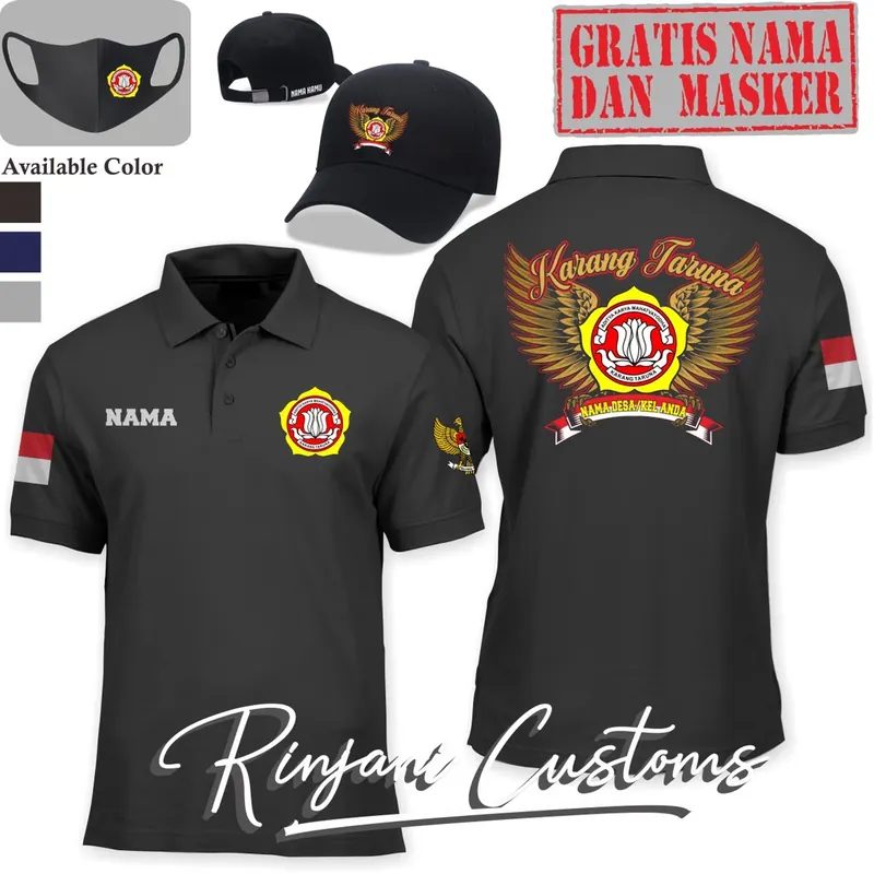 Kaos Polo Karang Taruna.kaos Kerah Taruna Desa.free Masker