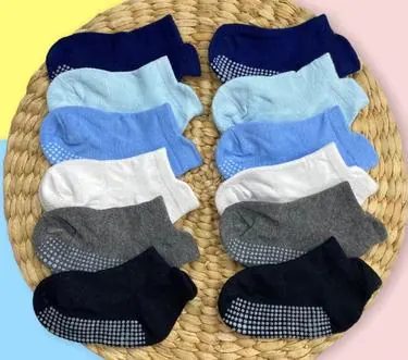 Kaos Kaki Bayi Pendek Motif Polos / Anti Slip / Anak Perempuan Laki-Laki