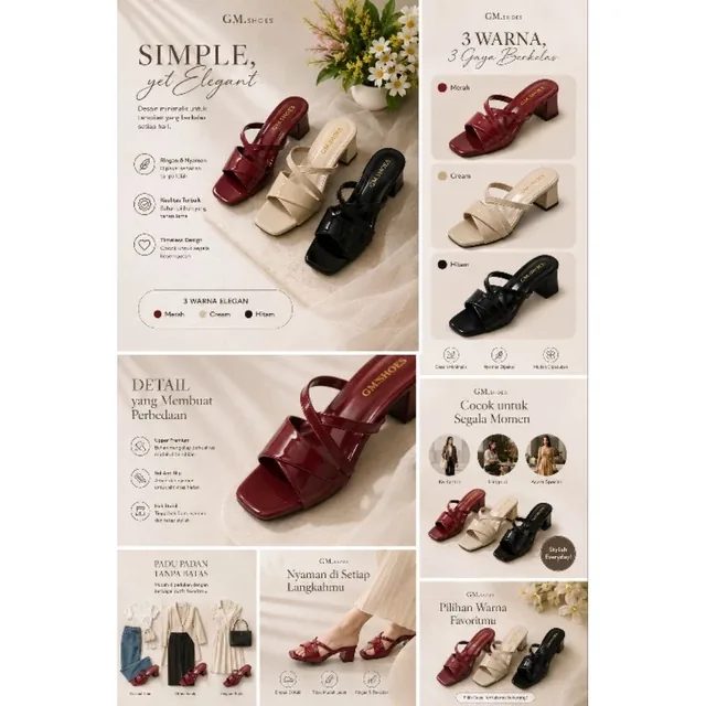 GMS Sandal Wanita Heels Model Tali Silang Cocok Untuk Acara Pernikahan