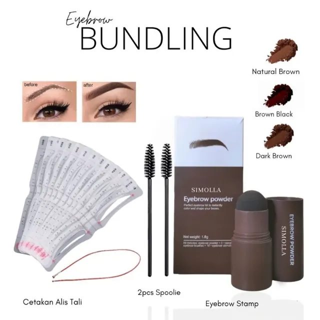 Paket Bundling Eyebrow + cetakan alis tali isi 12pcs bisa GOJEK/GRAB INSTAN