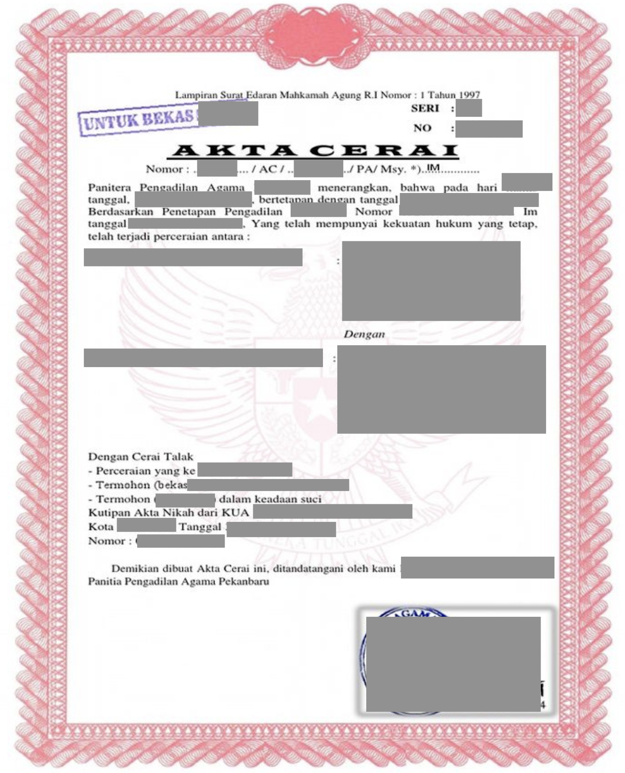 Divorce Certificate